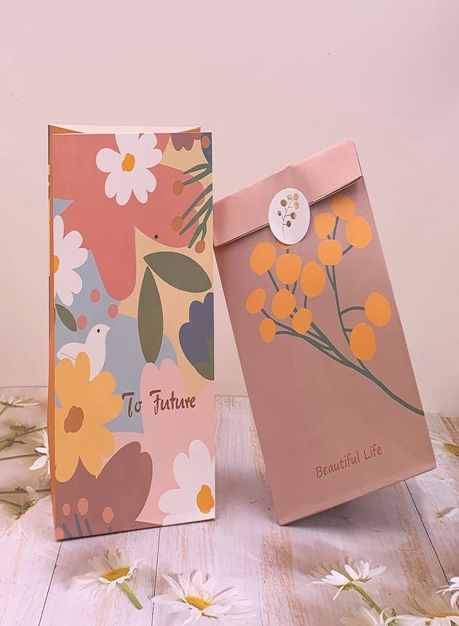 Suponey 12PCS Paper Gift Bags Floral Paper Bags Party Favor Bag Flower Treat Bag with Stickers - Image 2